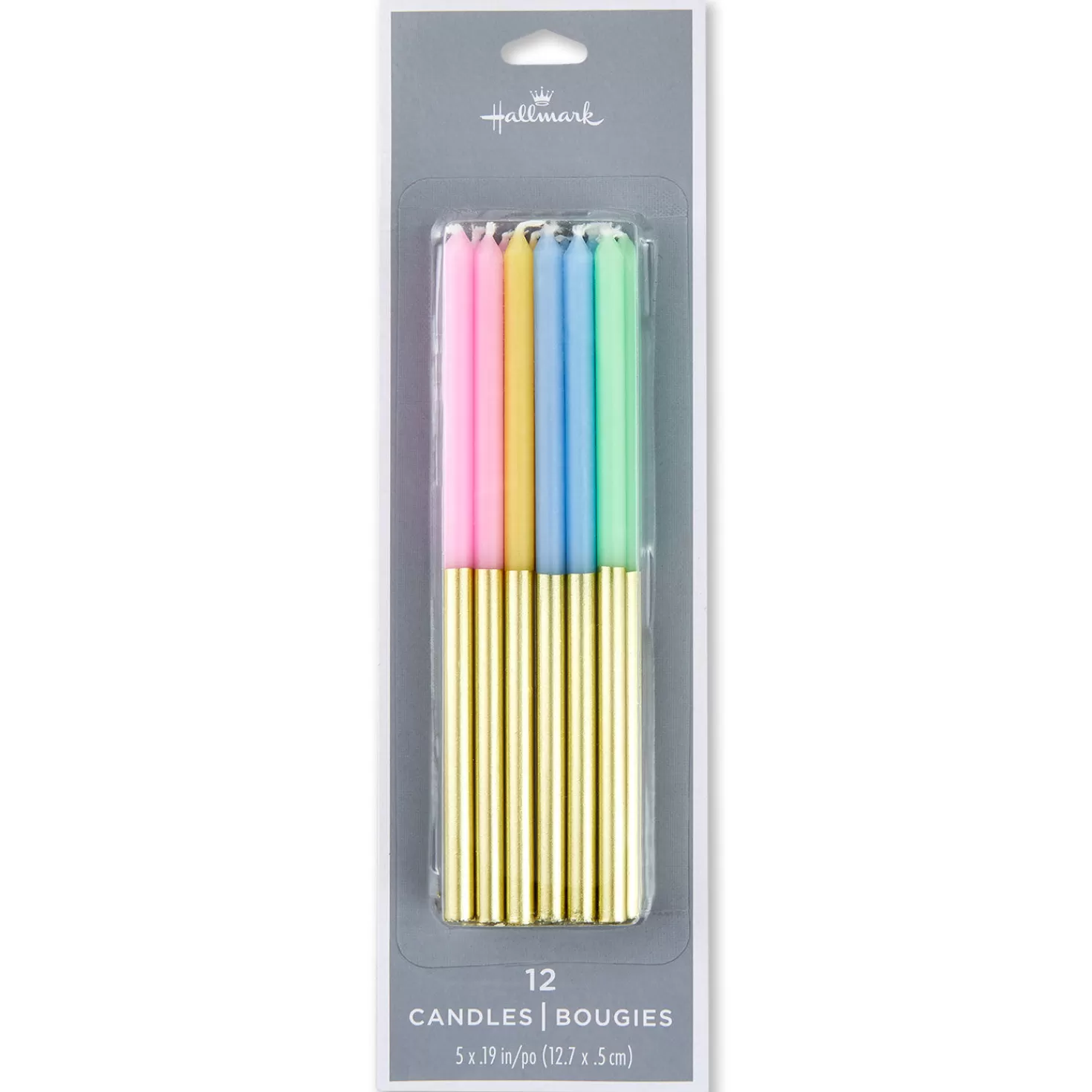 Birthday>Hallmark Pastel And Gold Two-Tone Tall Birthday Candles, Set Of 12