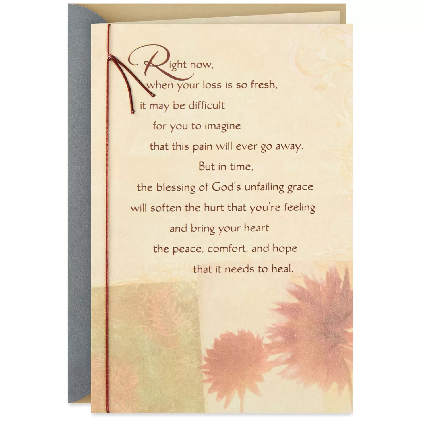 Hot Peace, Comfort And Hope Bronze Floral Sympathy Card Sympathy