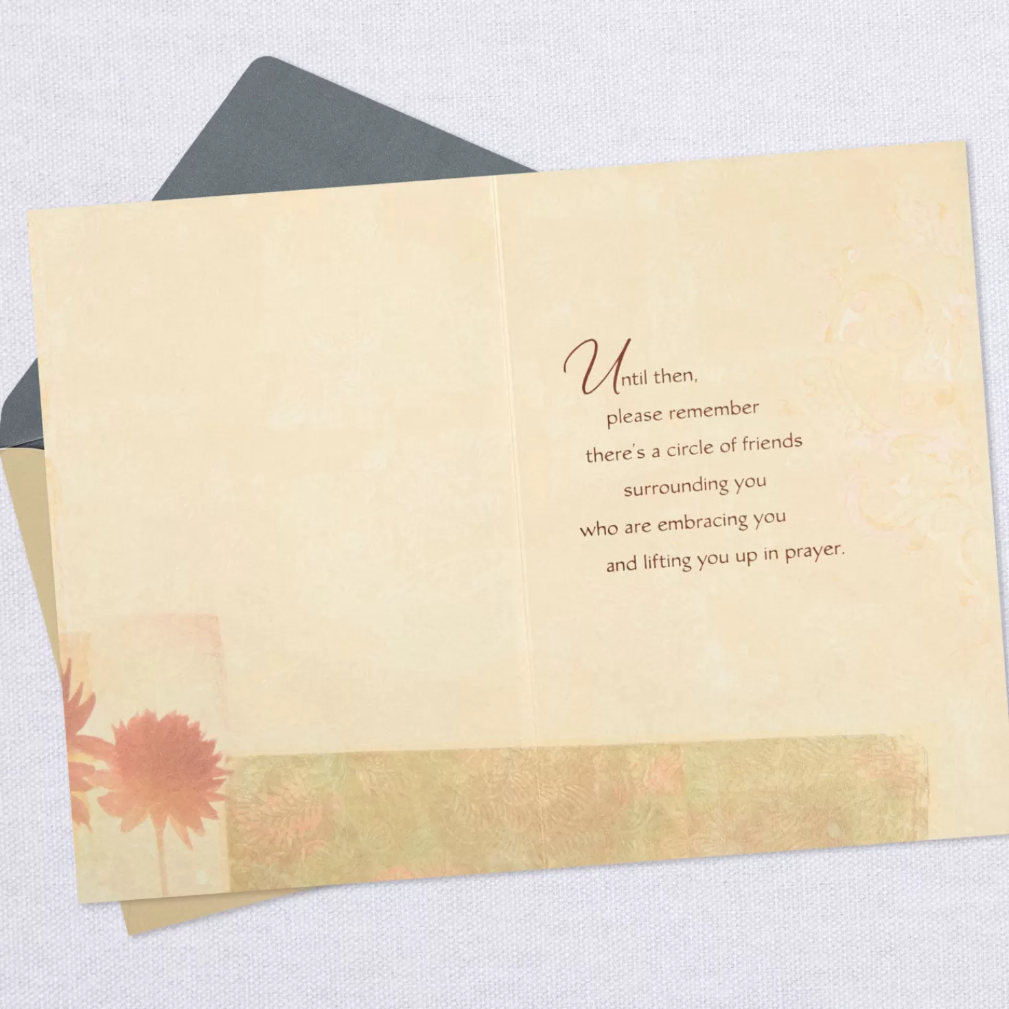 Hot Peace, Comfort And Hope Bronze Floral Sympathy Card Sympathy