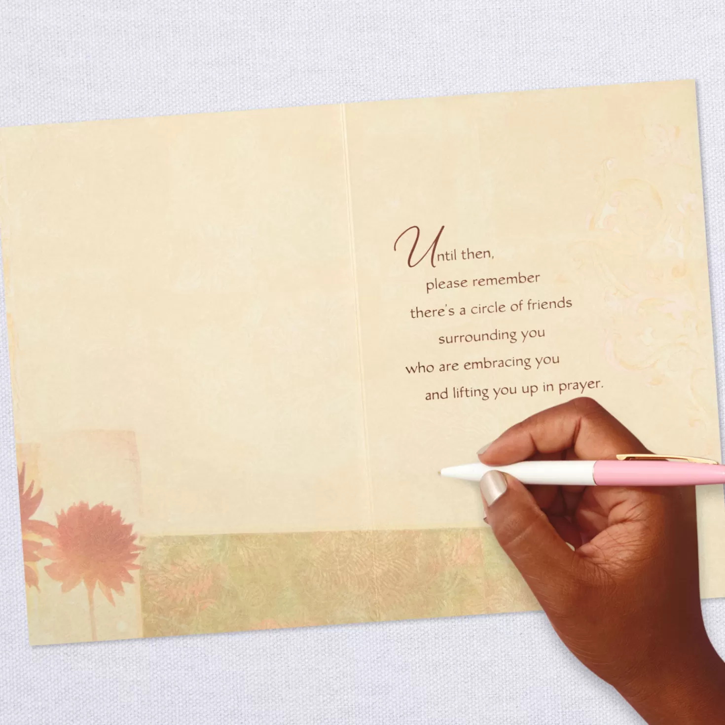 Hot Peace, Comfort And Hope Bronze Floral Sympathy Card Sympathy