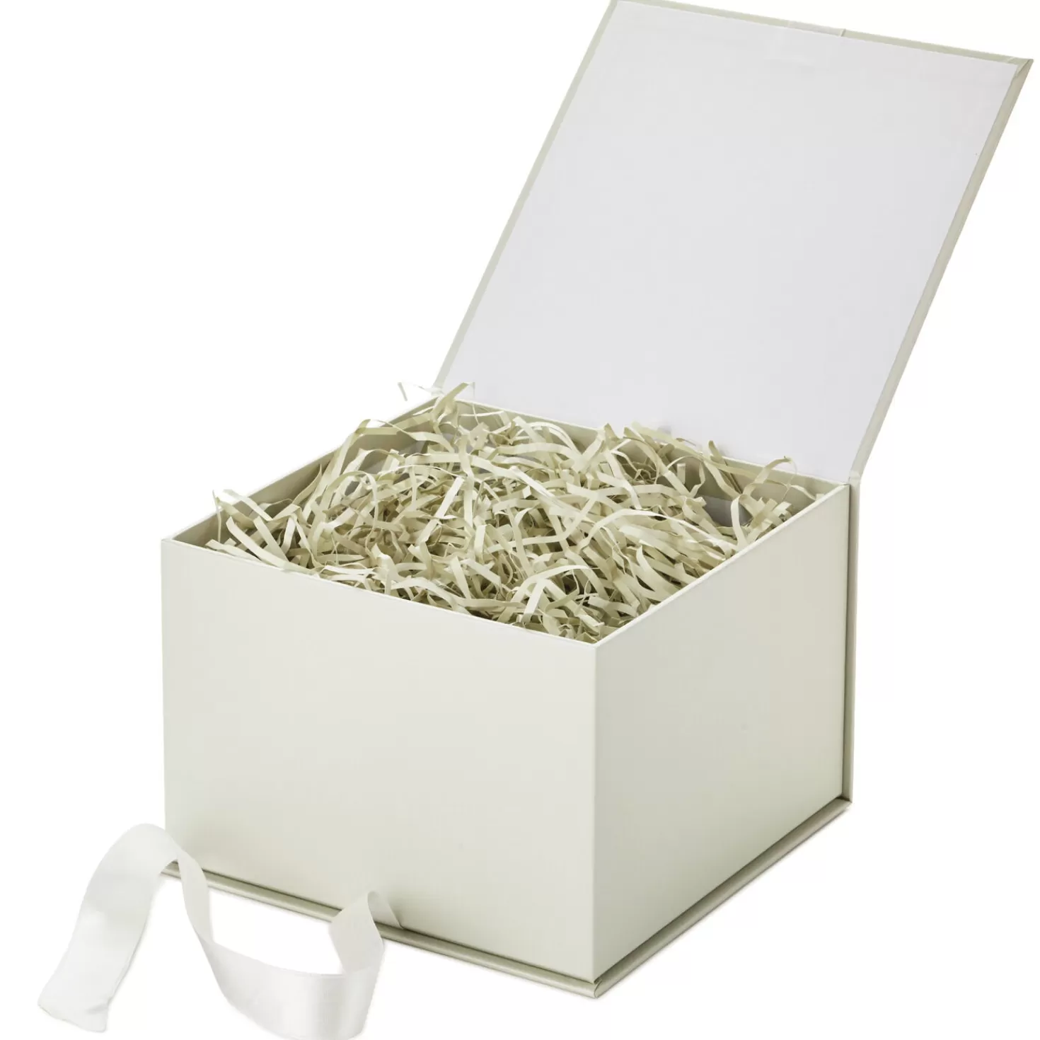 Birthday>Hallmark Pearl White 5X7 Large Gift Box With Shredded Paper Filler