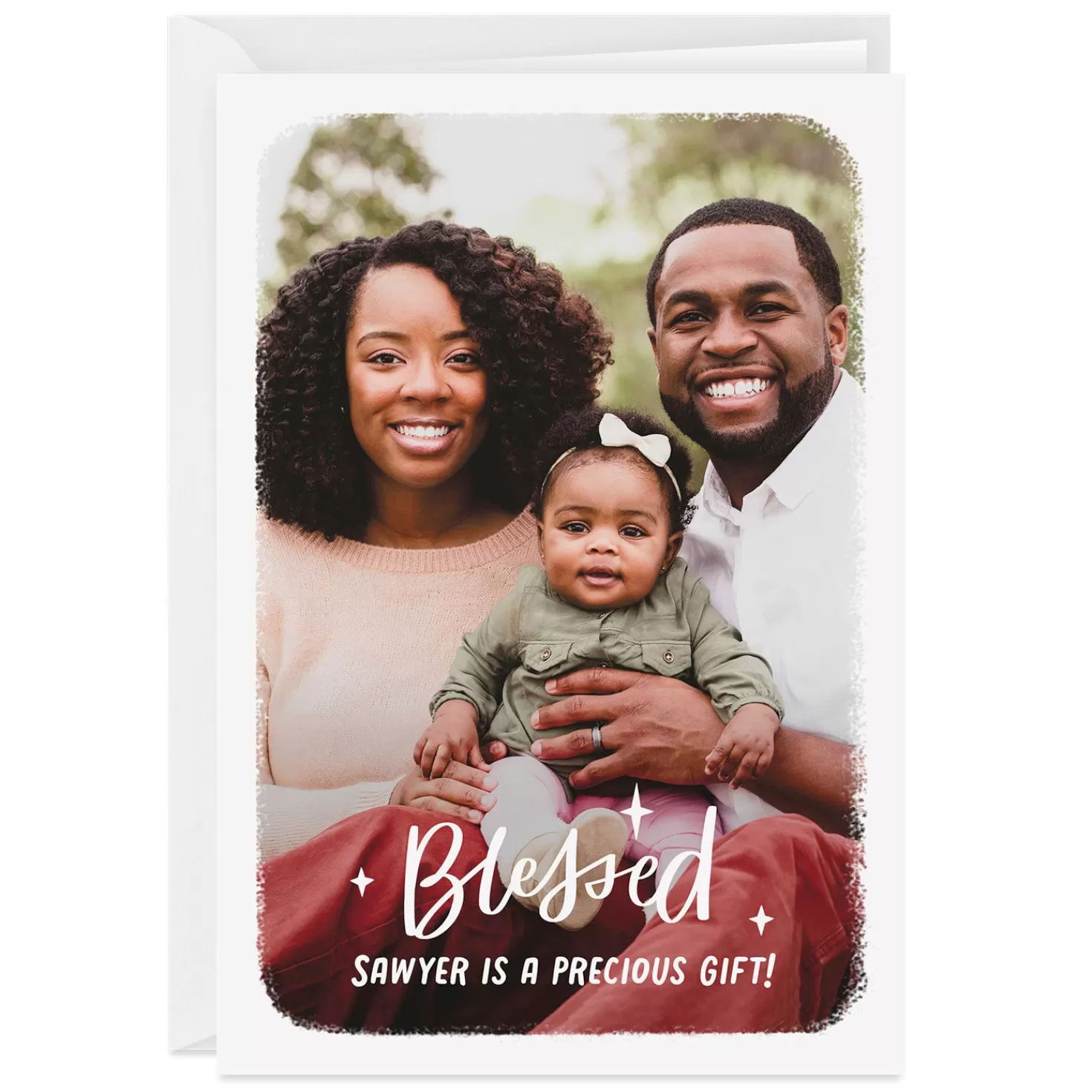 Best Sale Personalized Blessed White Frame Photo Card Encouragement
