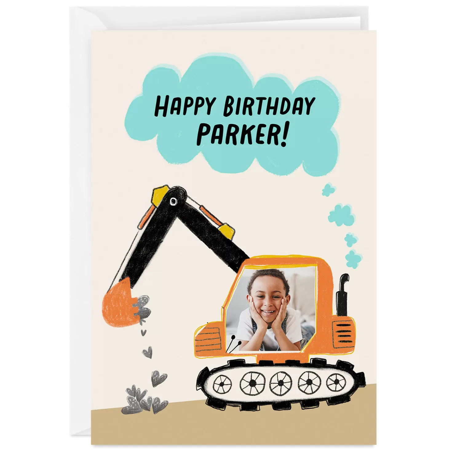 Birthday>Hallmark Personalized Construction Theme Photo Card For Kid