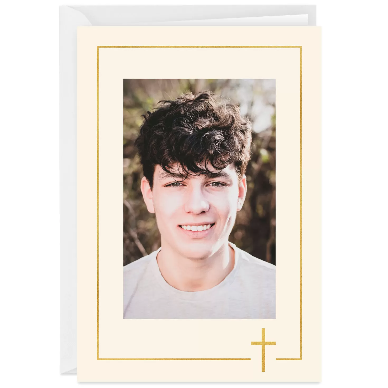 Hot Personalized Cross Frame Religious Photo Card First Communion