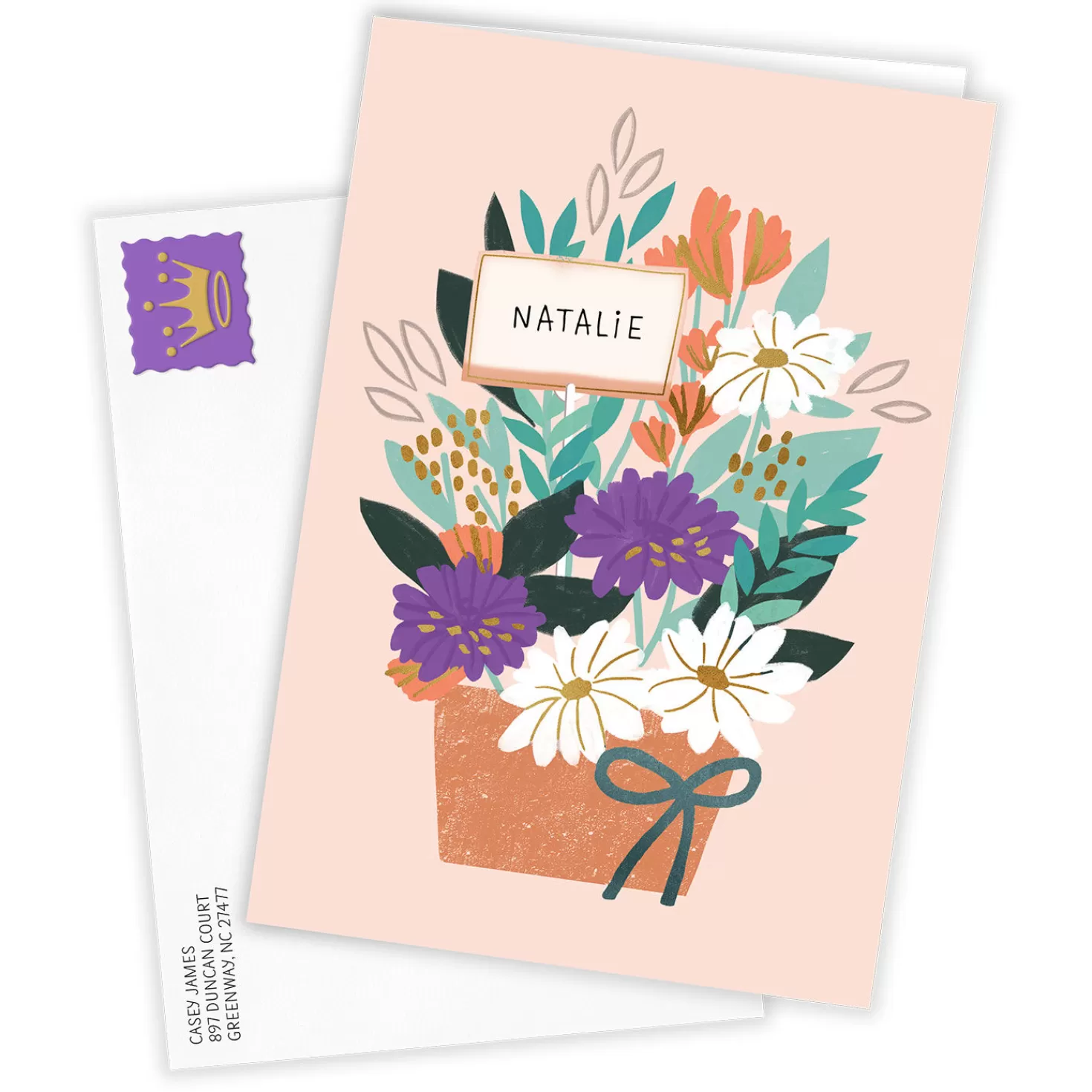 New Personalized Flower Bouquet Card Encouragement