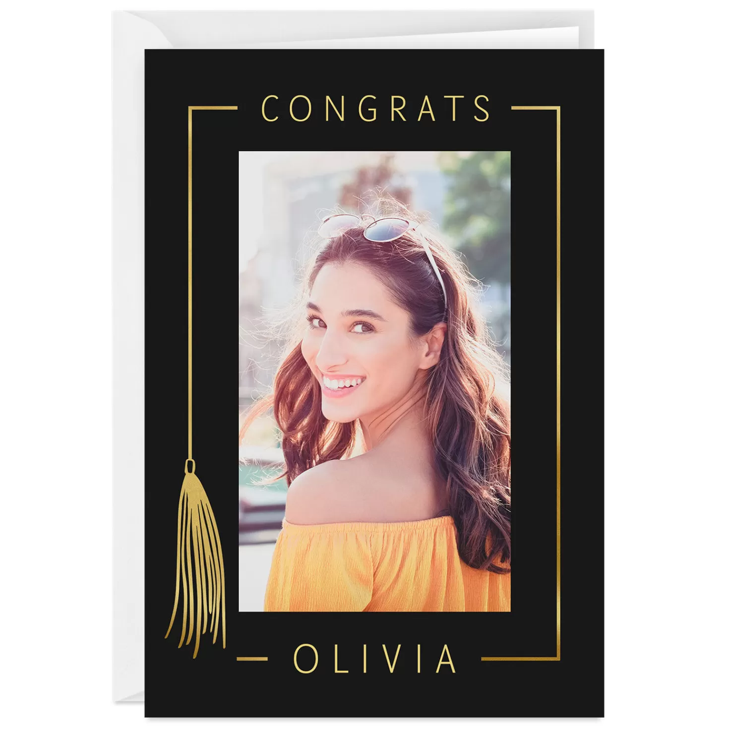 Online Personalized Gold Tassel Graduation Photo Card Graduation