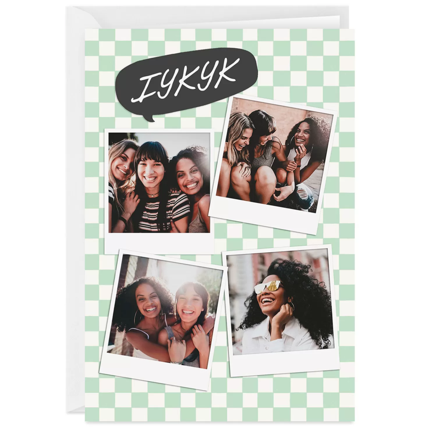 New Personalized Green And White Checkerboard Photo Card Encouragement