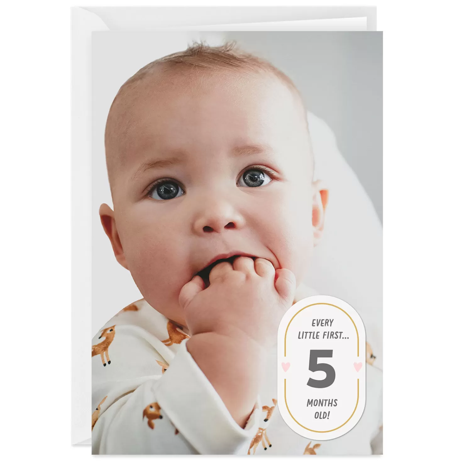 Store Personalized Milestone Badge With Hearts Photo Card Congratulations