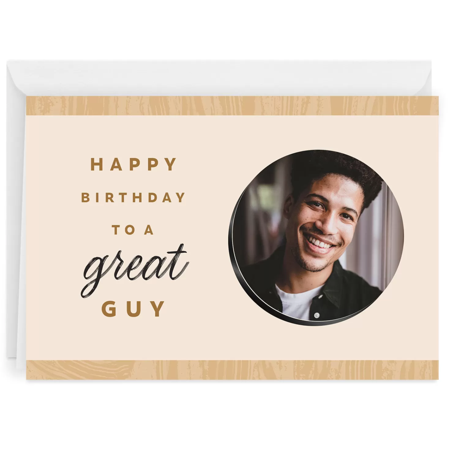 New Personalized Modern Rustic Circle Frame Photo Card Encouragement