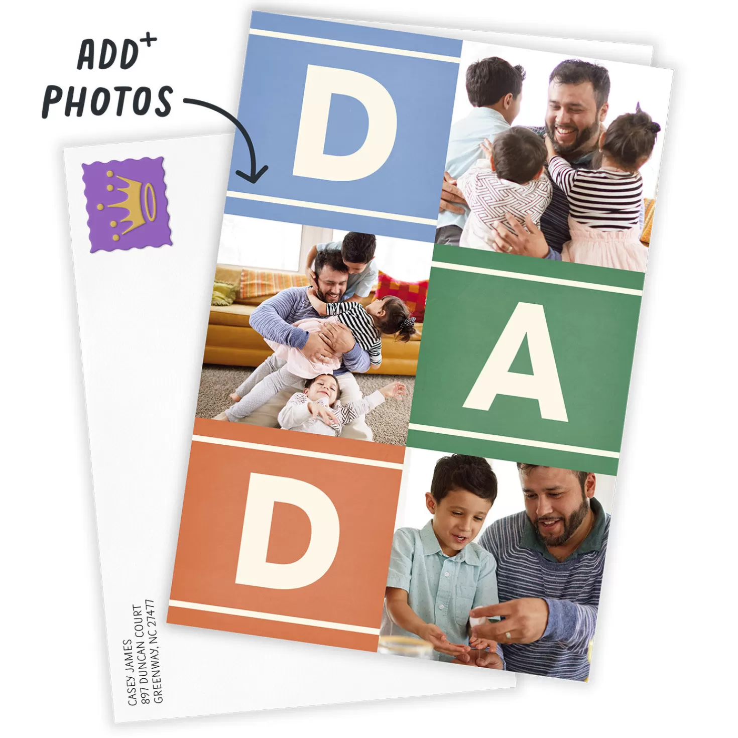 Discount Personalized Photo Collage Color Blocks Photo Card Encouragement