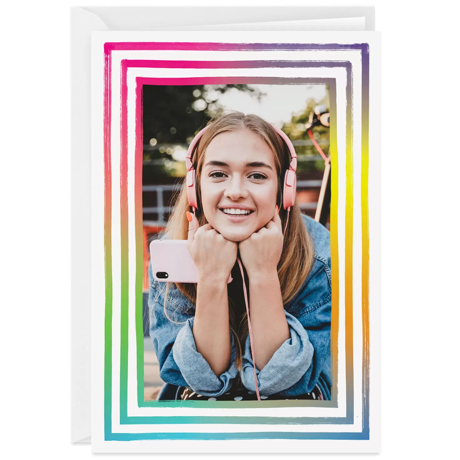 Discount Personalized Rainbow Frame Photo Card Encouragement