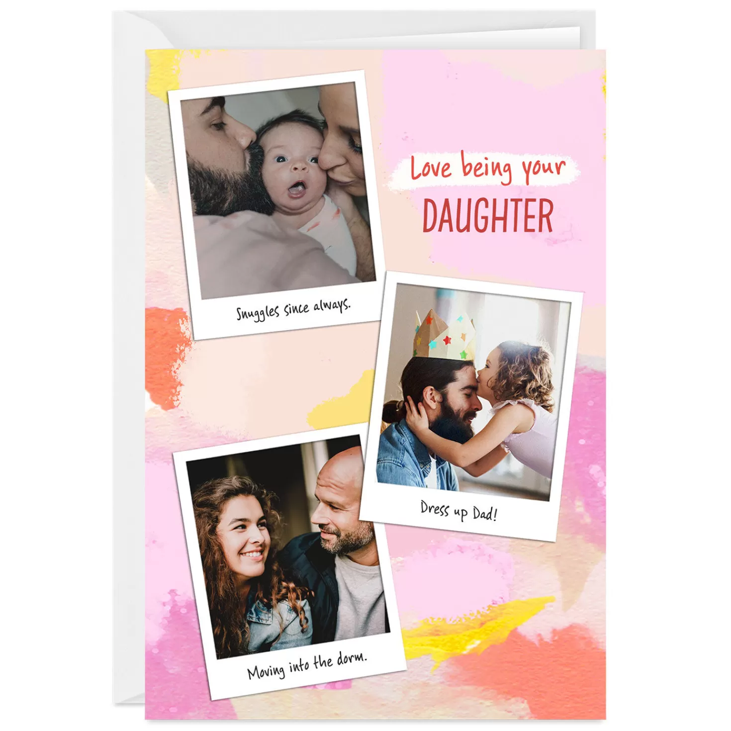 Cheap Personalized Snapshots On Pink Watercolor Photo Card Encouragement