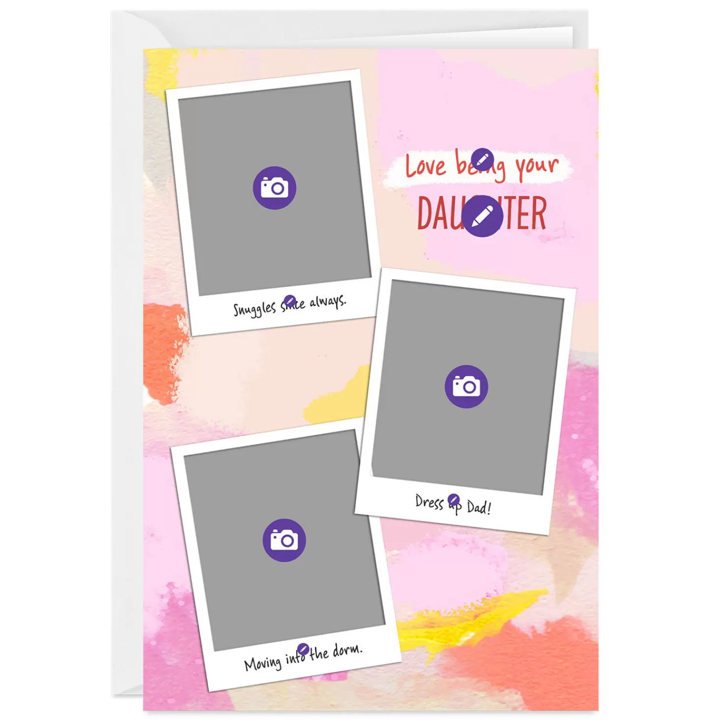 Cheap Personalized Snapshots On Pink Watercolor Photo Card Encouragement
