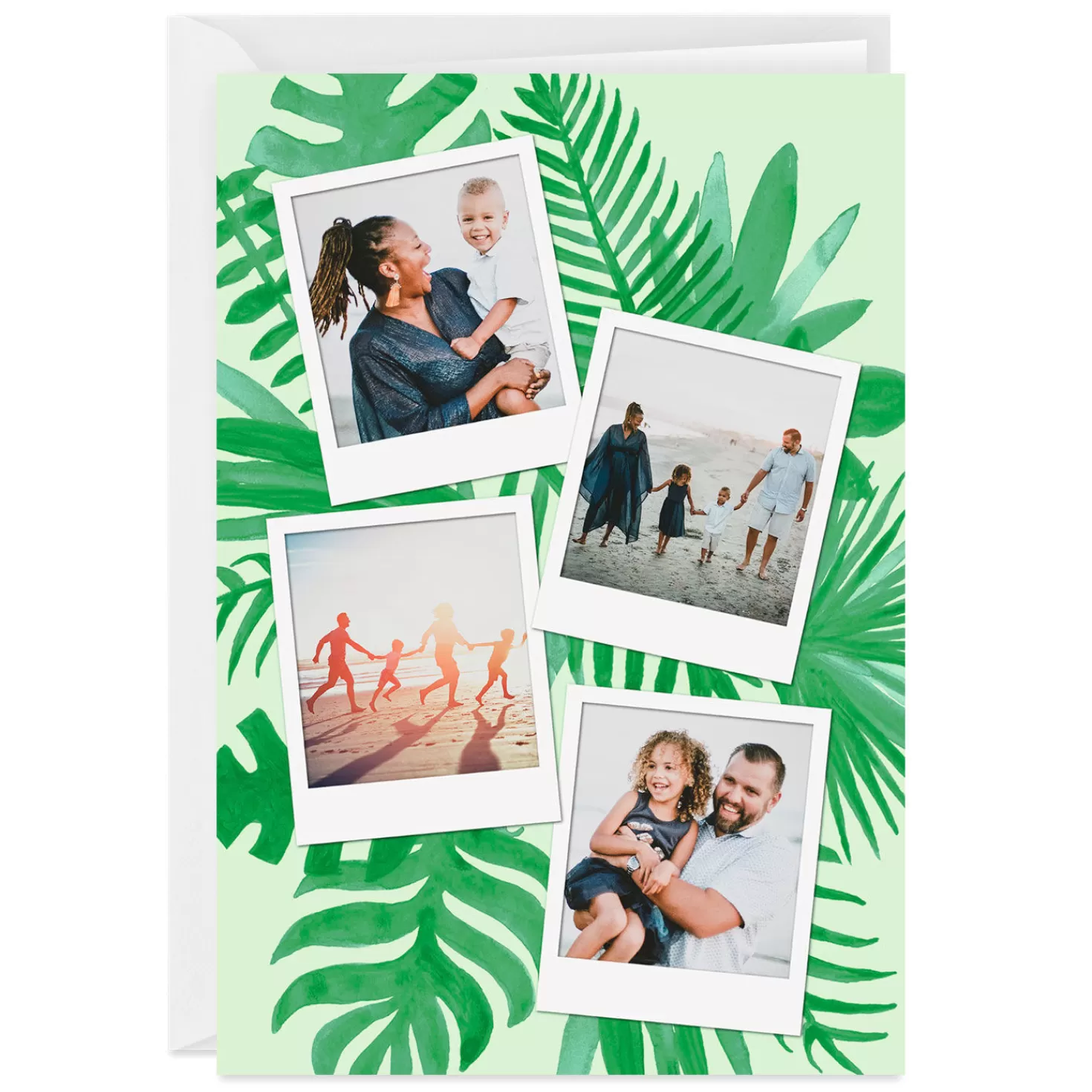 Hot Personalized Tropical Ferns On Green Photo Card Encouragement