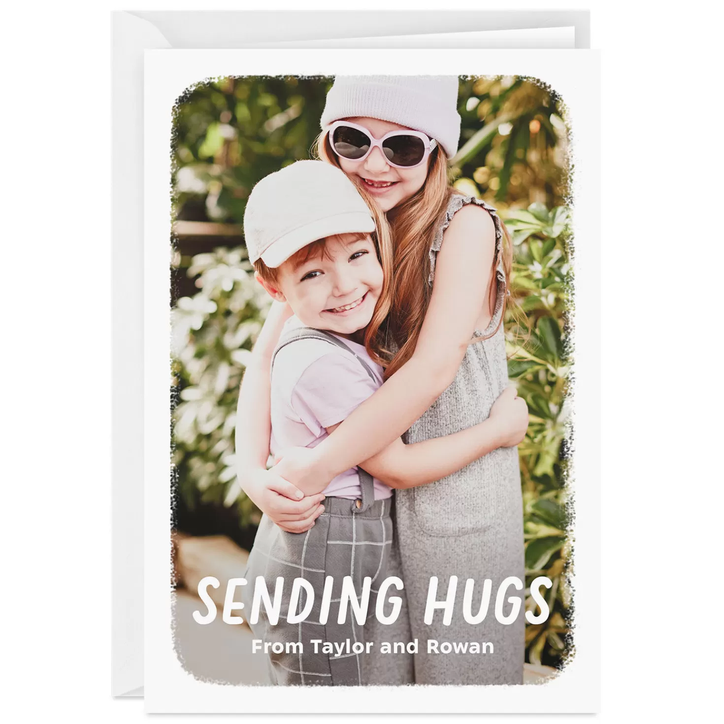 Store Personalized White Outline Photo Card Thank You