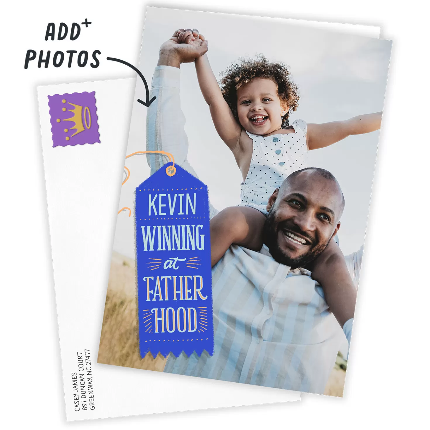 Best Sale Personalized Winning At Fatherhood Photo Card Encouragement