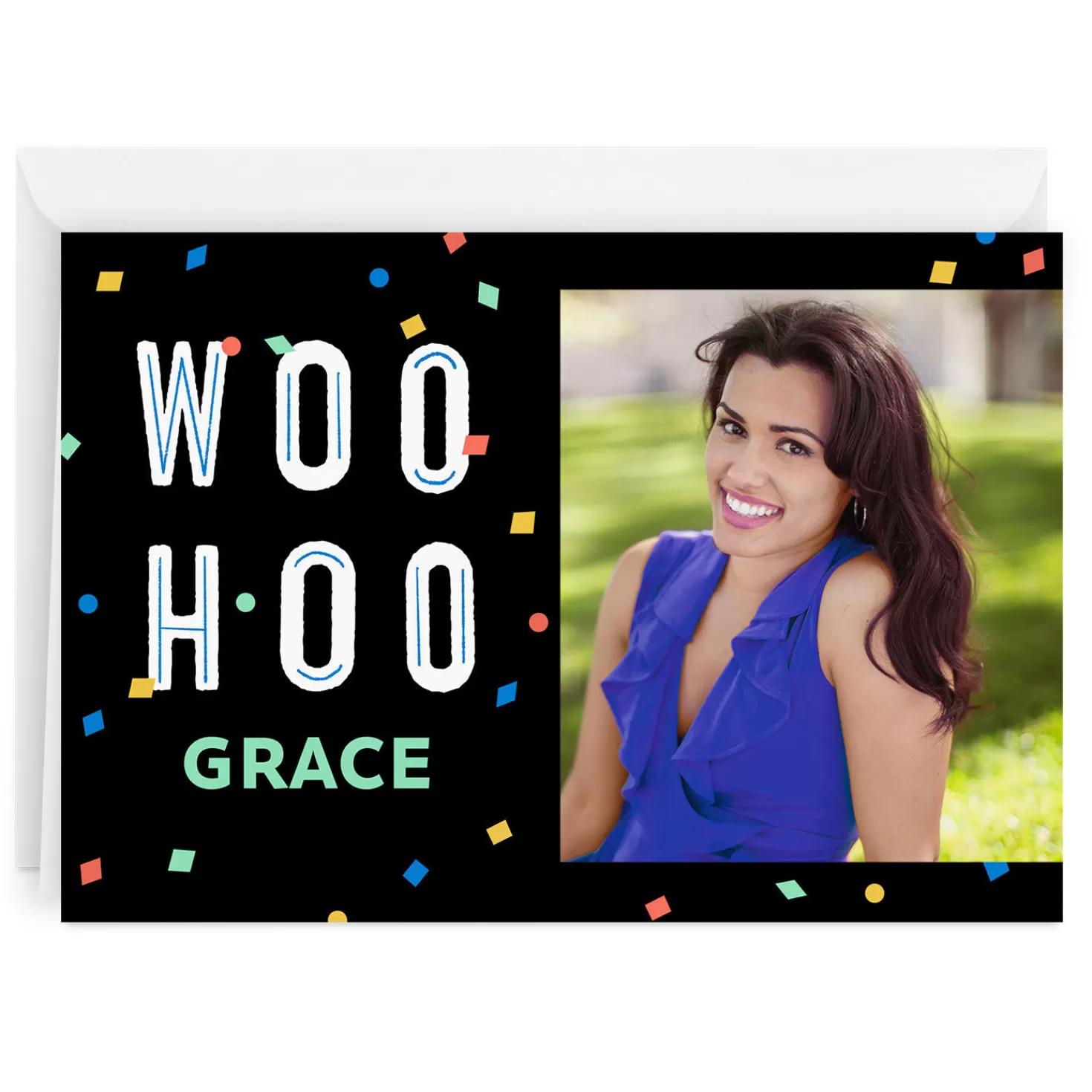 Best Personalized Woo Hoo Confetti Celebration Photo Card Graduation