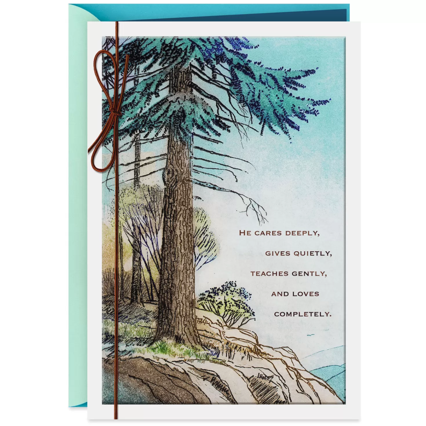 Birthday>Hallmark Pine Tree Landscape Scene Birthday Card For Dad