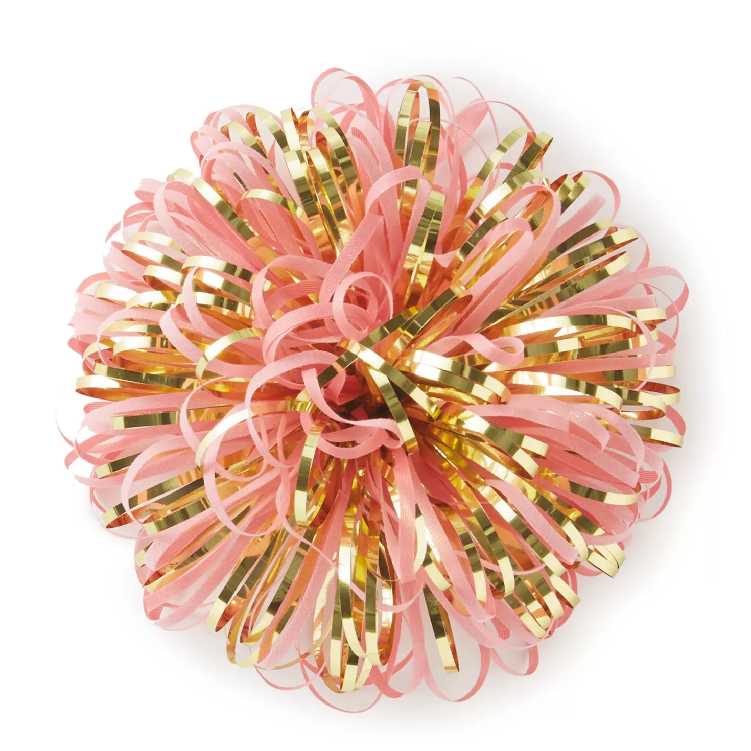 Birthday>Hallmark Pink And Gold Metallic Pom Pom Gift Bow, 5"