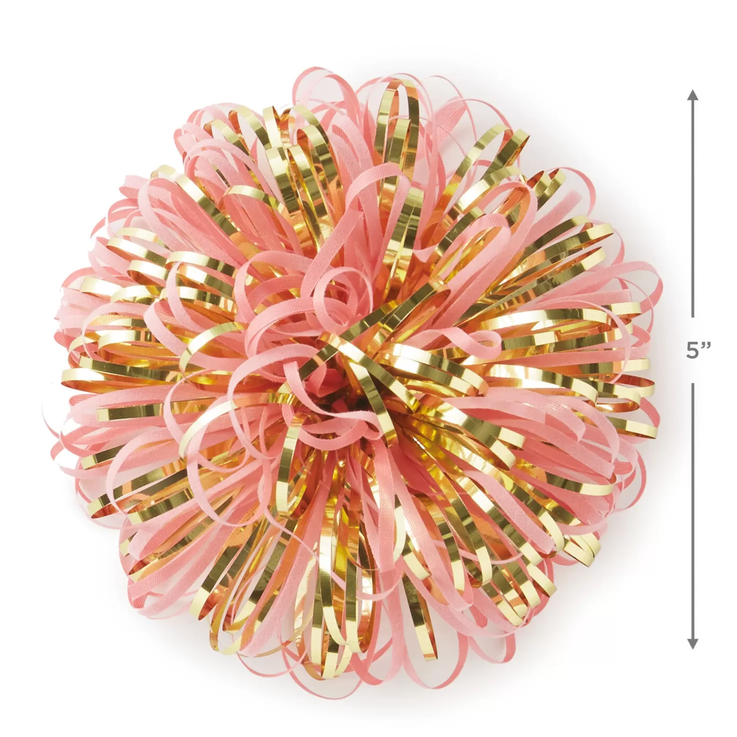 Birthday>Hallmark Pink And Gold Metallic Pom Pom Gift Bow, 5"