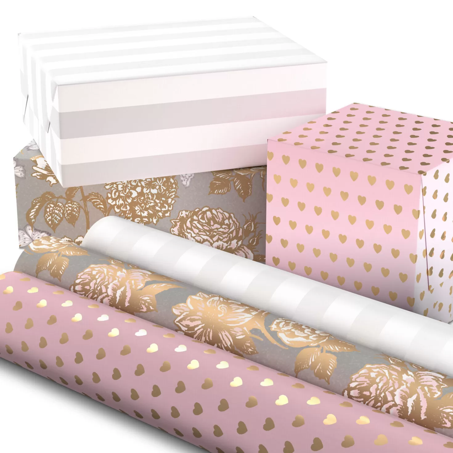 Best Pink And Gray 3-Pack Wrapping Paper, 85 Sq. Ft. Total Wedding