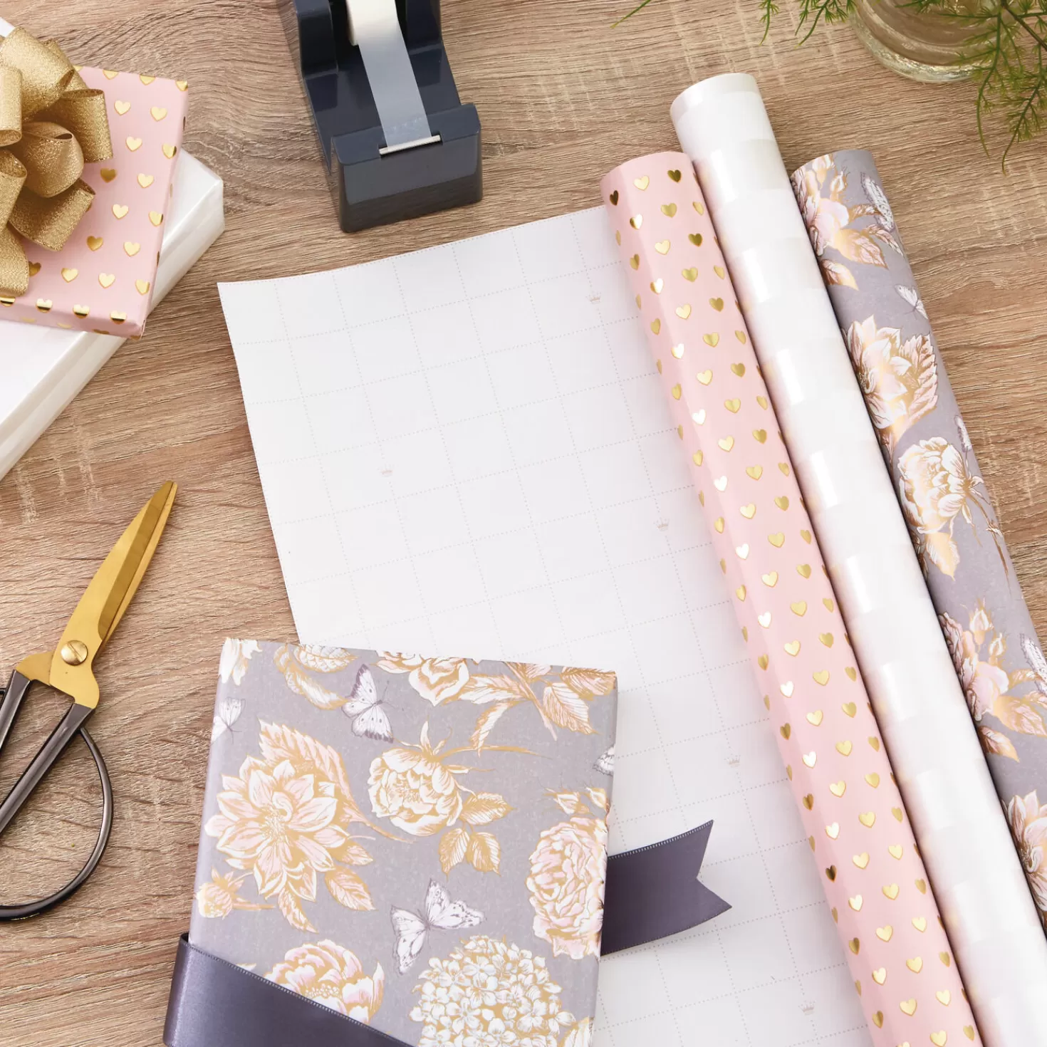 Best Pink And Gray 3-Pack Wrapping Paper, 85 Sq. Ft. Total Wedding