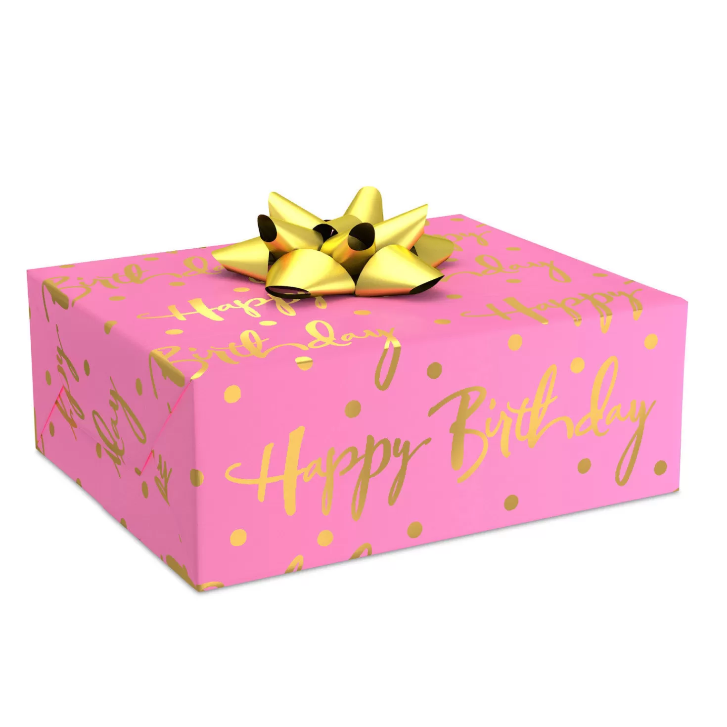 Birthday>Hallmark Pink Foil Happy Birthday Wrapping Paper Roll, 15 Sq. Ft.