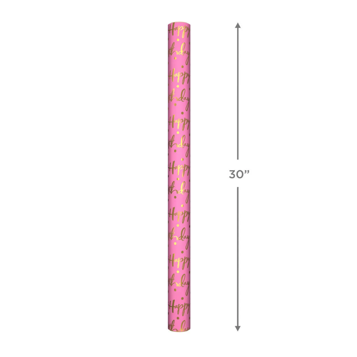 Birthday>Hallmark Pink Foil Happy Birthday Wrapping Paper Roll, 15 Sq. Ft.