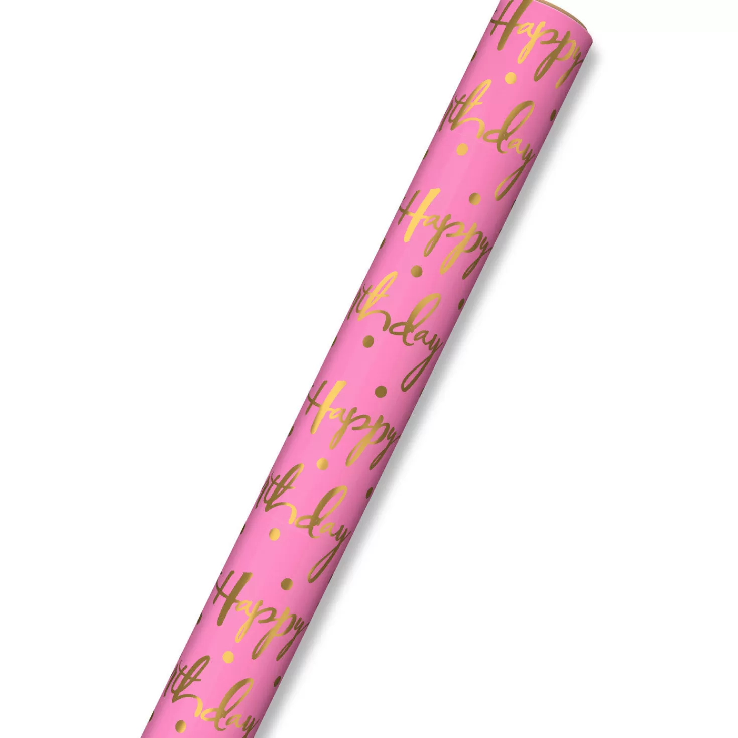 Birthday>Hallmark Pink Foil Happy Birthday Wrapping Paper Roll, 15 Sq. Ft.