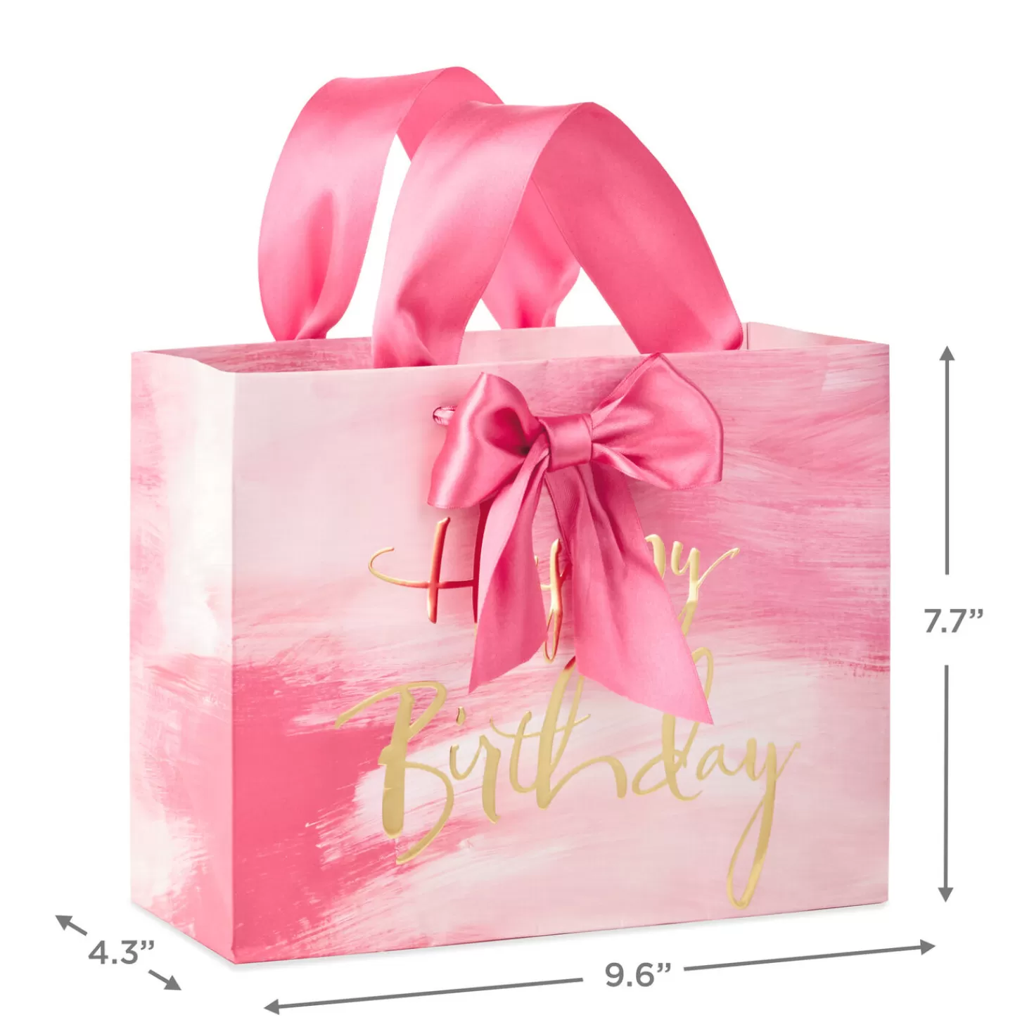 Birthday>Hallmark Pink Watercolor Happy Birthday Medium Gift Bag, 7.75"