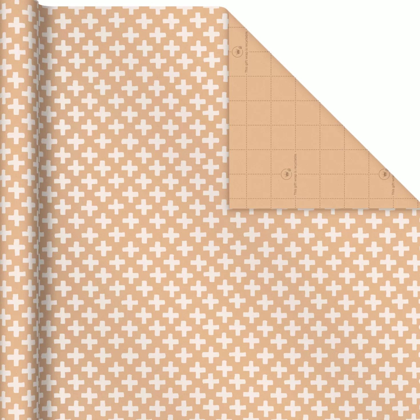 Birthday>Hallmark Plus Sign Kraft Wrapping Paper, 17.5 Sq. Ft.