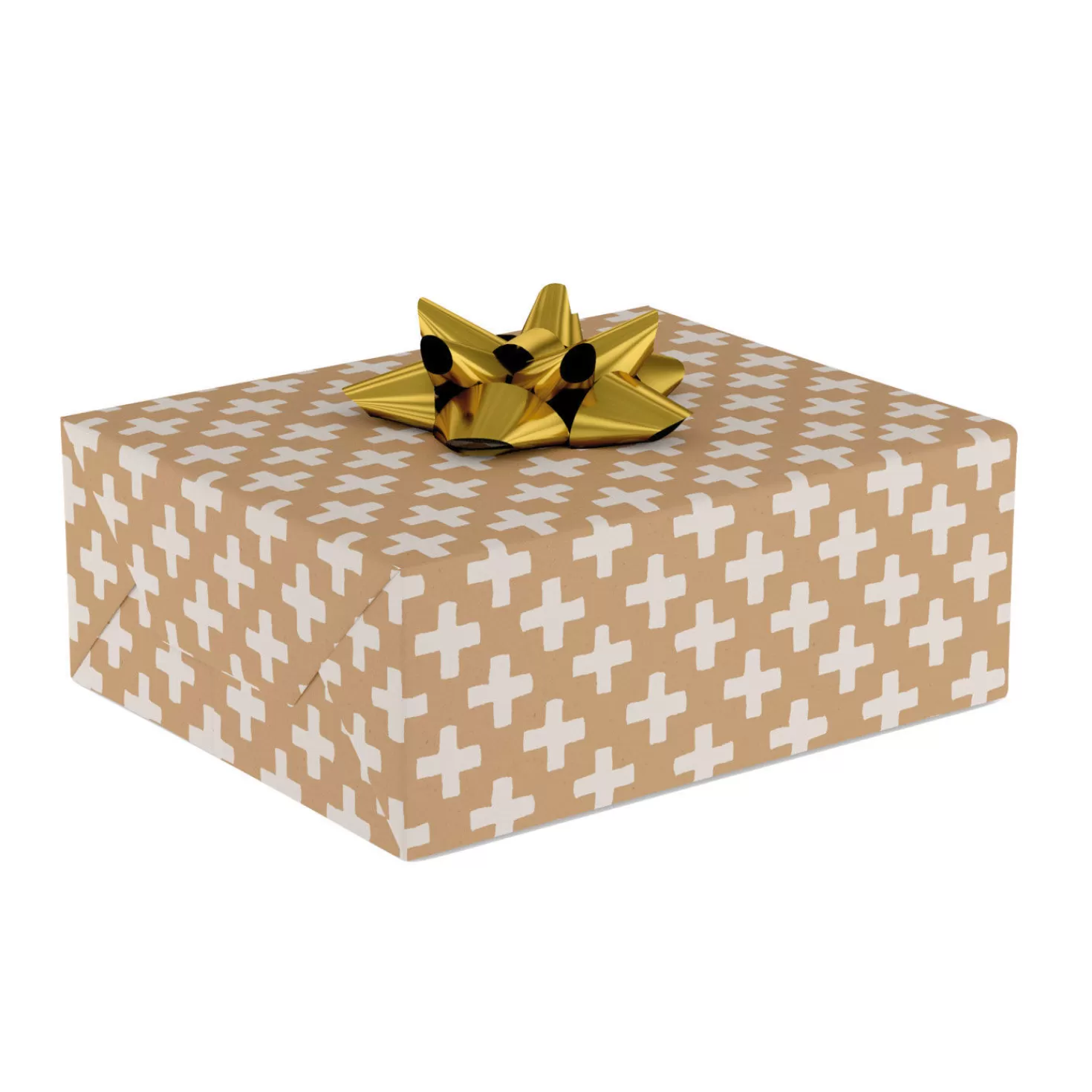 Birthday>Hallmark Plus Sign Kraft Wrapping Paper, 17.5 Sq. Ft.