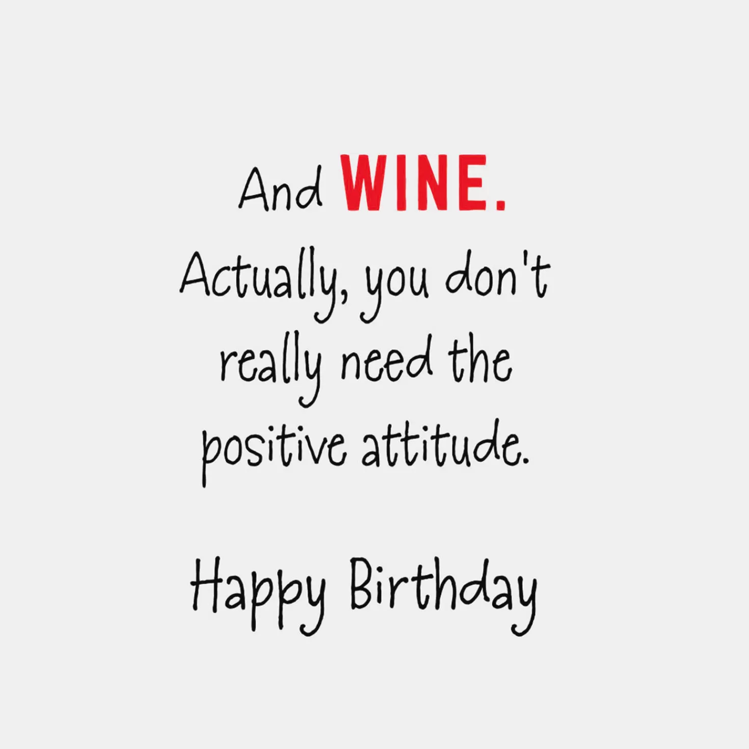 Birthday>Hallmark Positive Attitude And Wine Funny Birthday Card