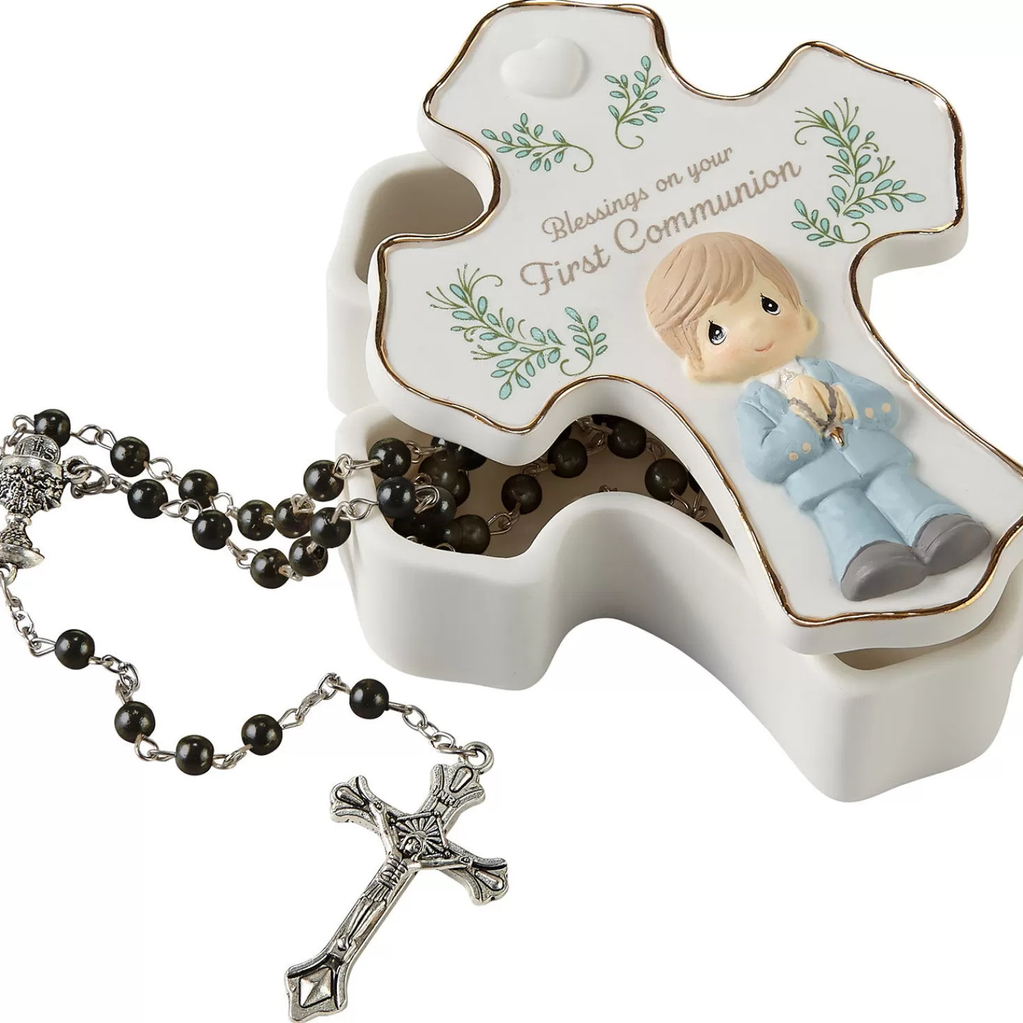 Sale Precious Moments Blessings On Your First Communion Boy Rosary Box With Rosary First Communion