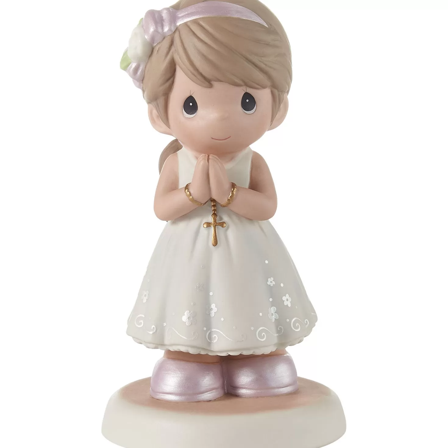 Fashion Precious Moments Blessings On Your First Communion Brunette Girl Figurine, 5.3" First Communion