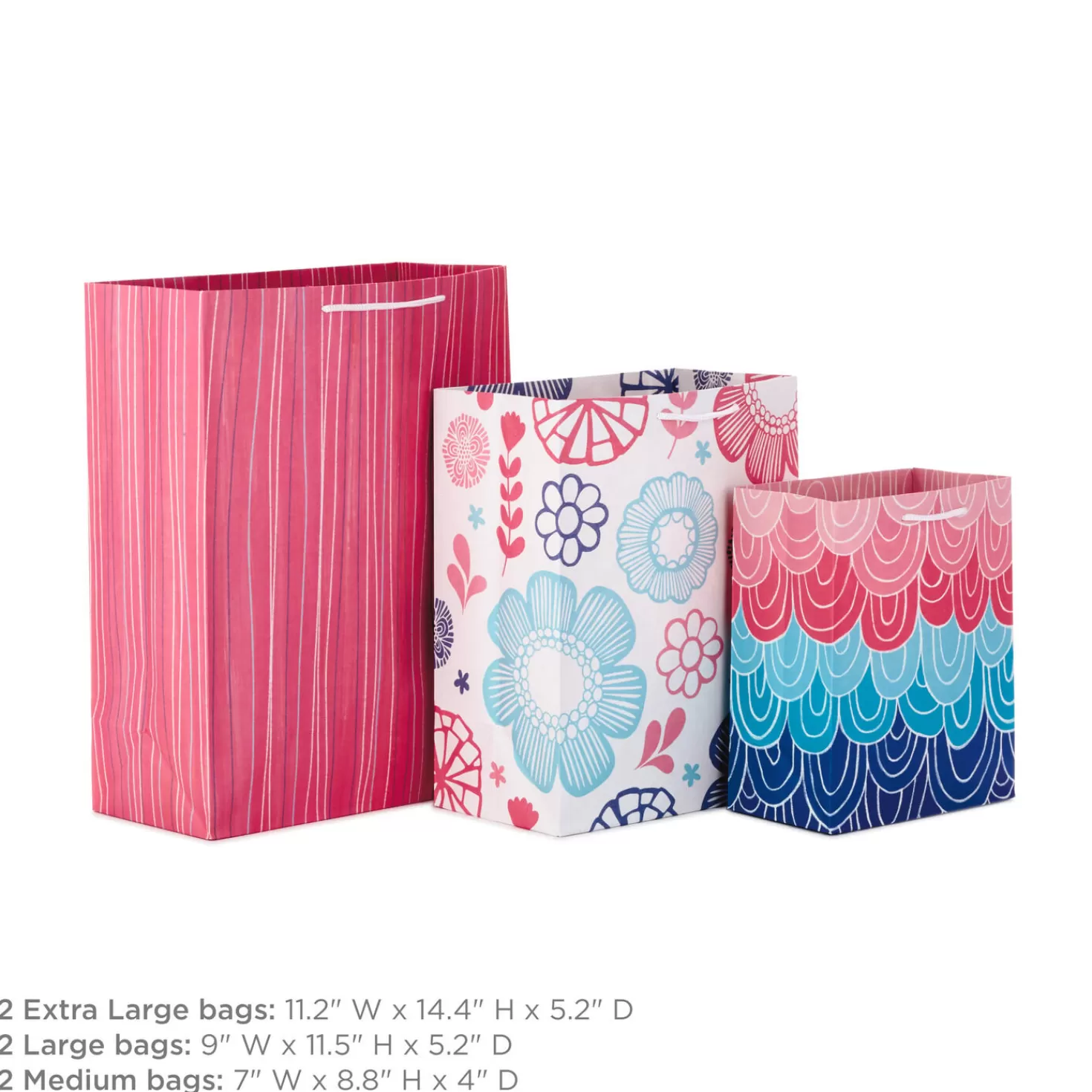 Hot Pretty Patterns Assorted Sizes 6-Pack Gift Bags Wedding