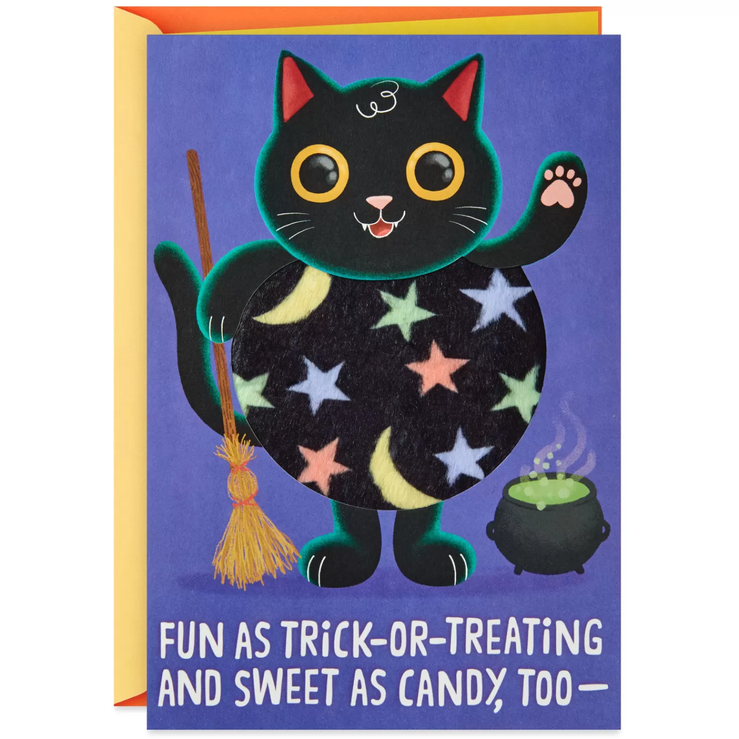 Halloween (10/31)>Hallmark Puffy Fluffy Black Cat Halloween Card For Kids