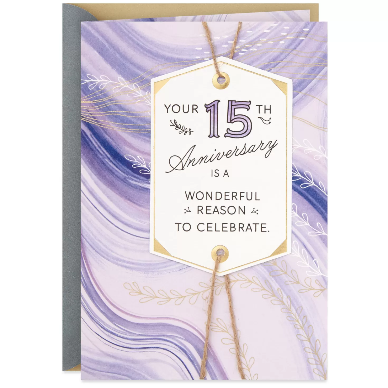 Anniversary>Hallmark Purple Watercolor 15Th Anniversary Card