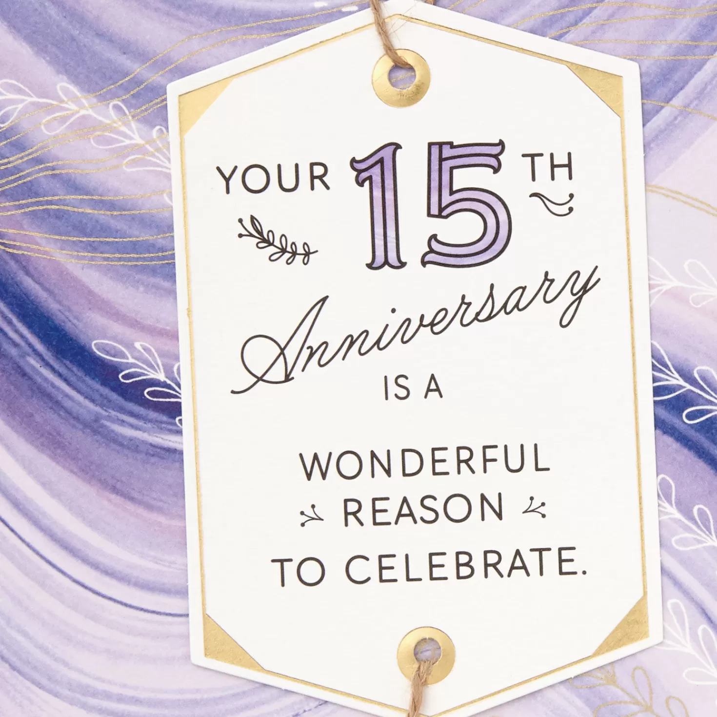 Anniversary>Hallmark Purple Watercolor 15Th Anniversary Card