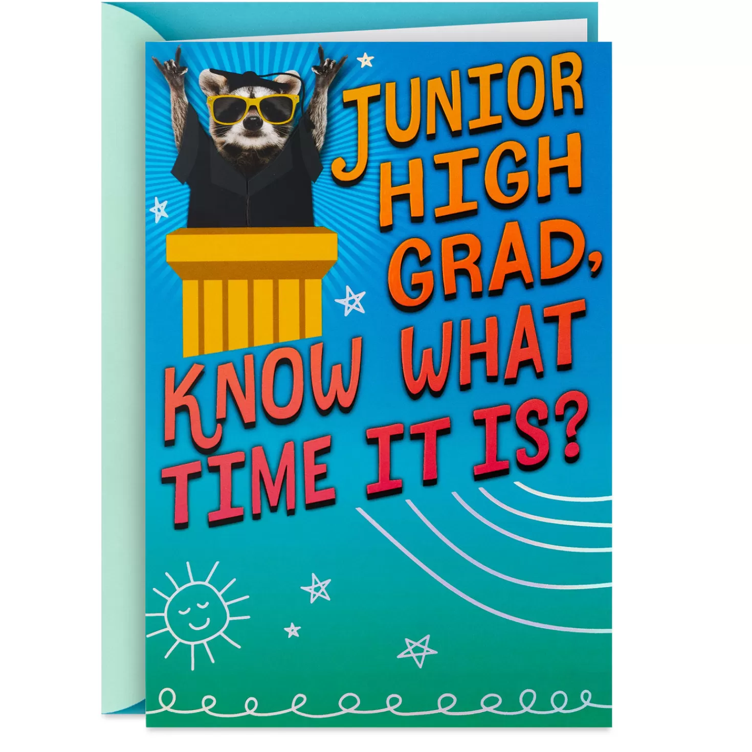 Hot Raccoon Grad In Sunglasses Junior High Graduation Card Graduation