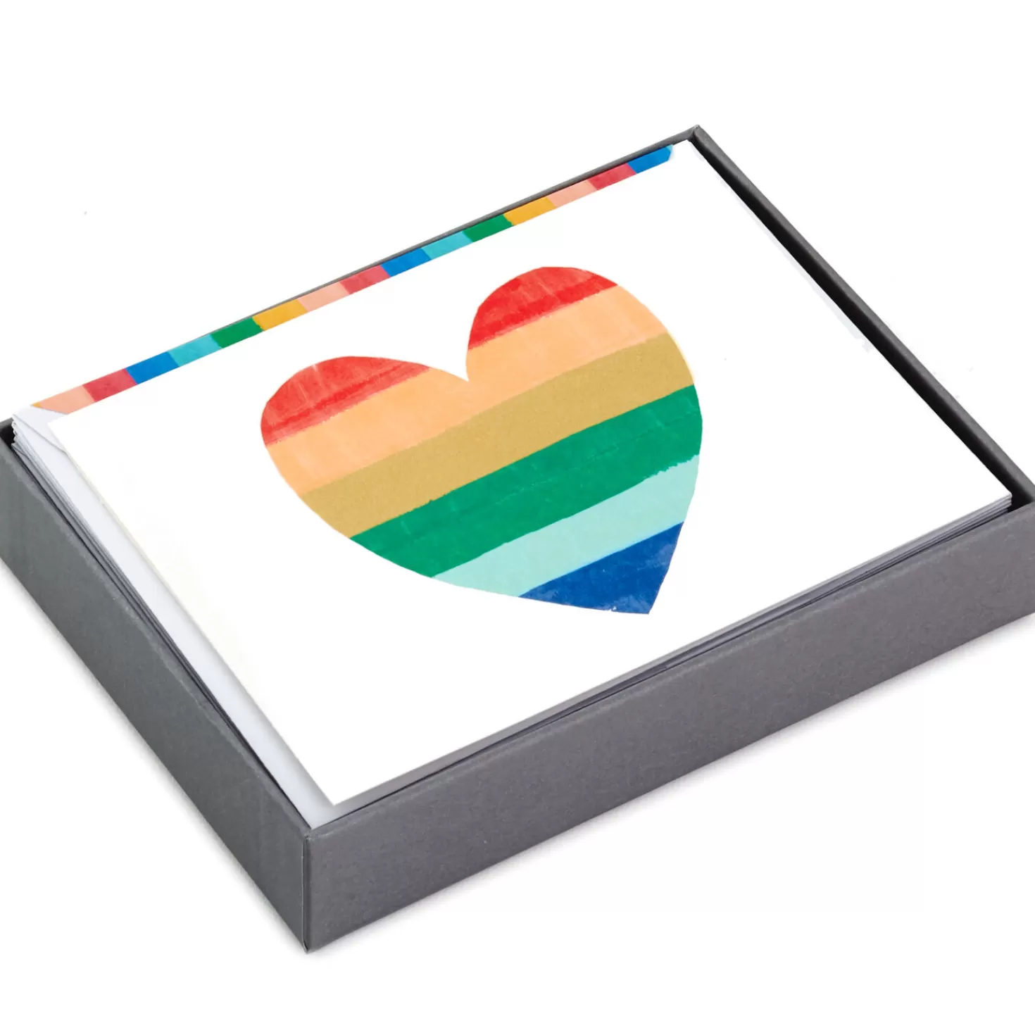 Cheap Rainbow Heart Blank Note Cards, Box Of 10 Encouragement