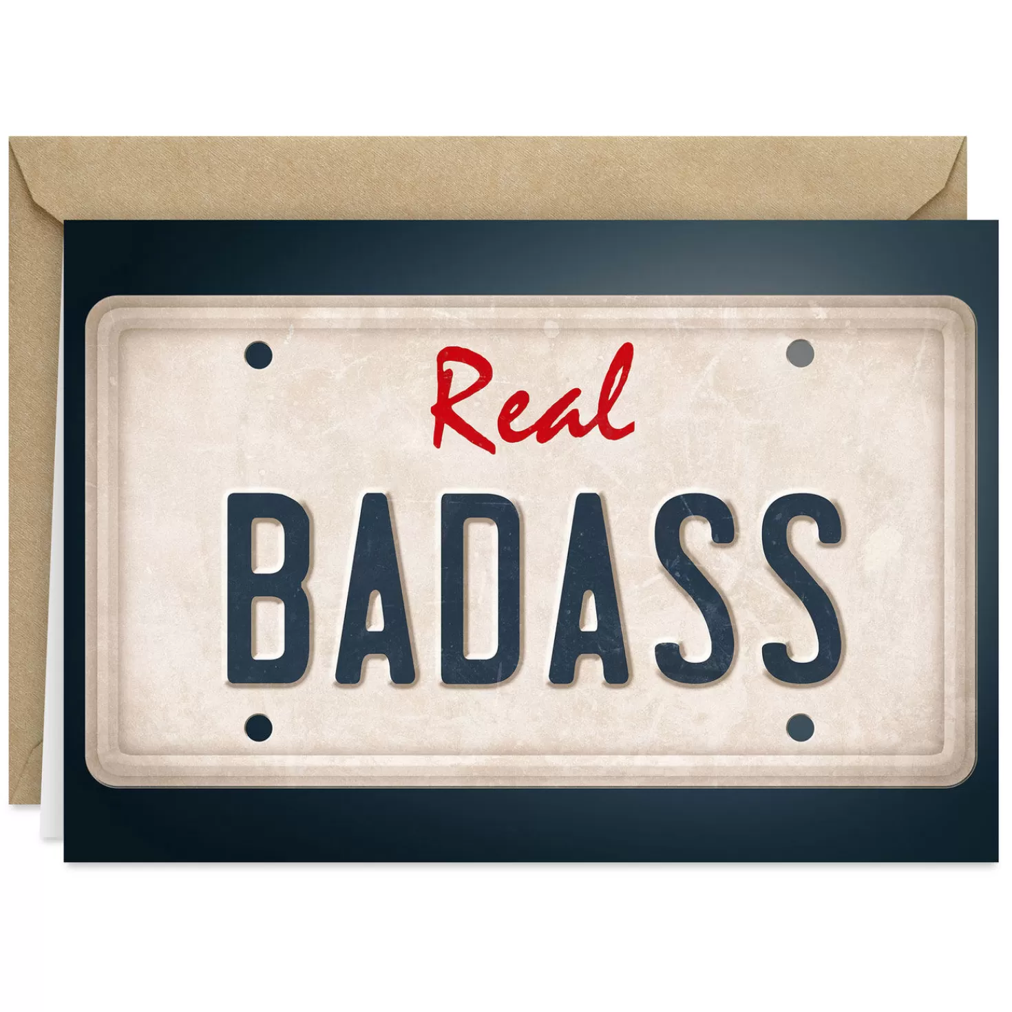 Birthday>Hallmark Real Badass Personalized License Plate Funny Card