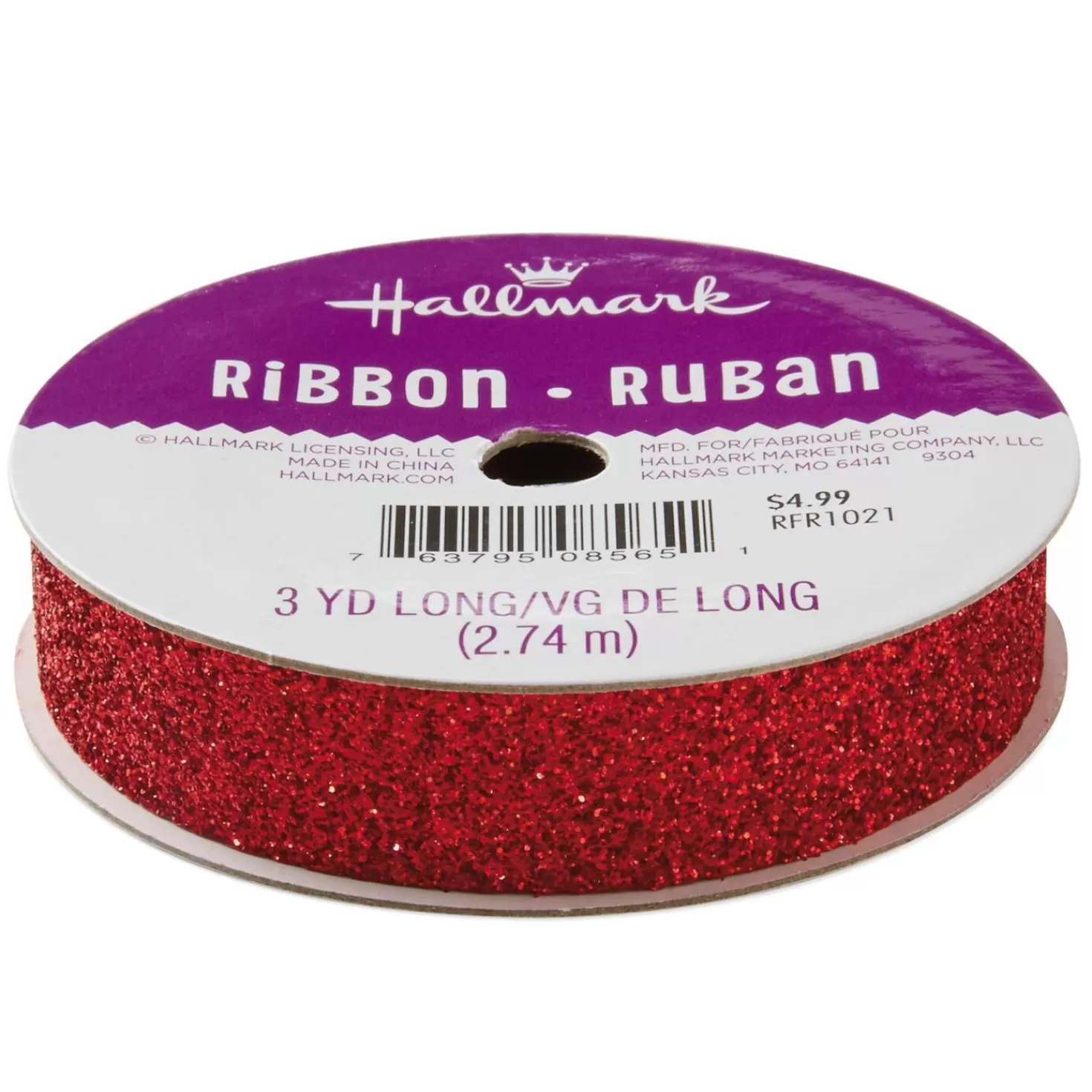 Birthday>Hallmark Red 5/8" Sparklet Ribbon