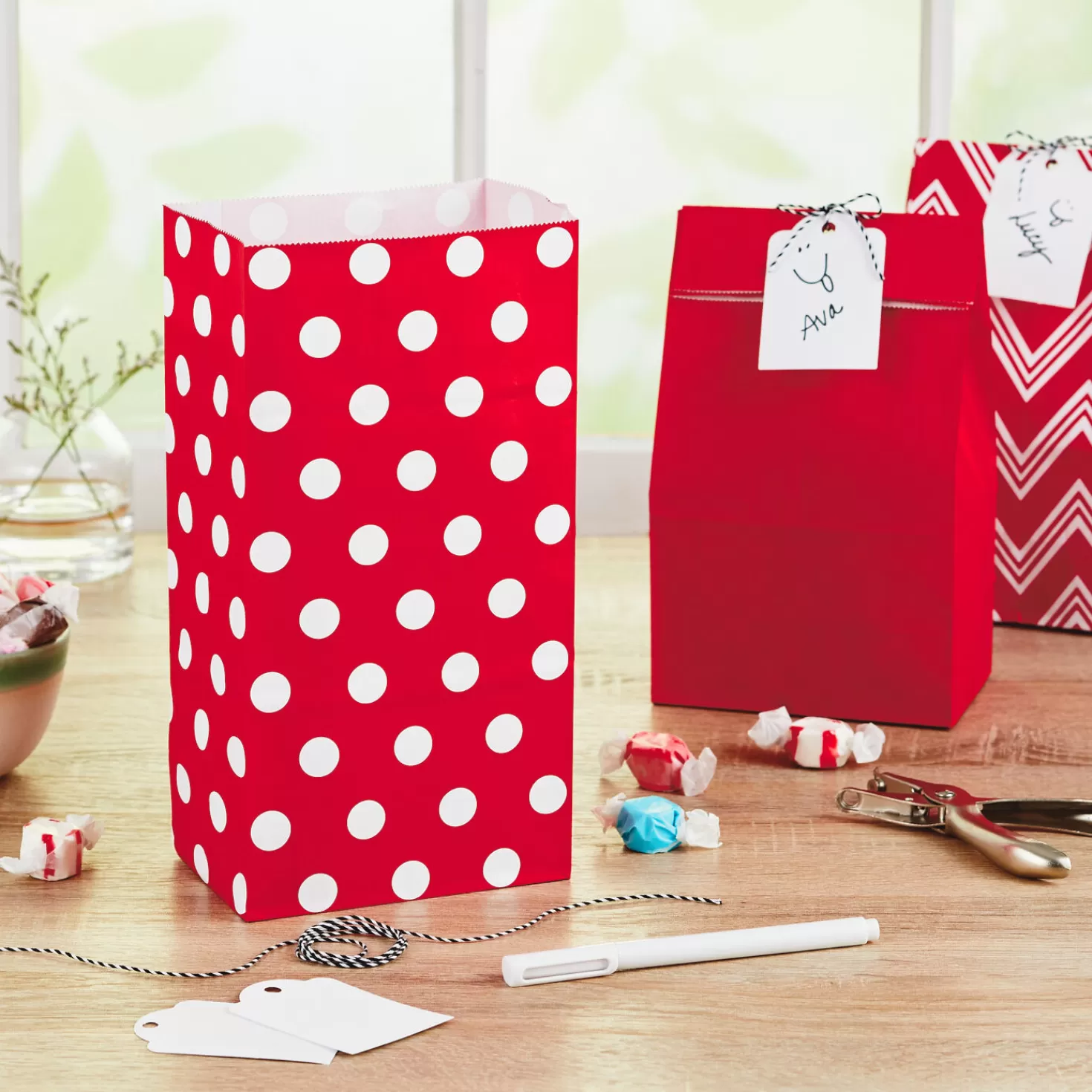 Birthday>Hallmark Red Assorted Paper Goodie Bags, Pack Of 30