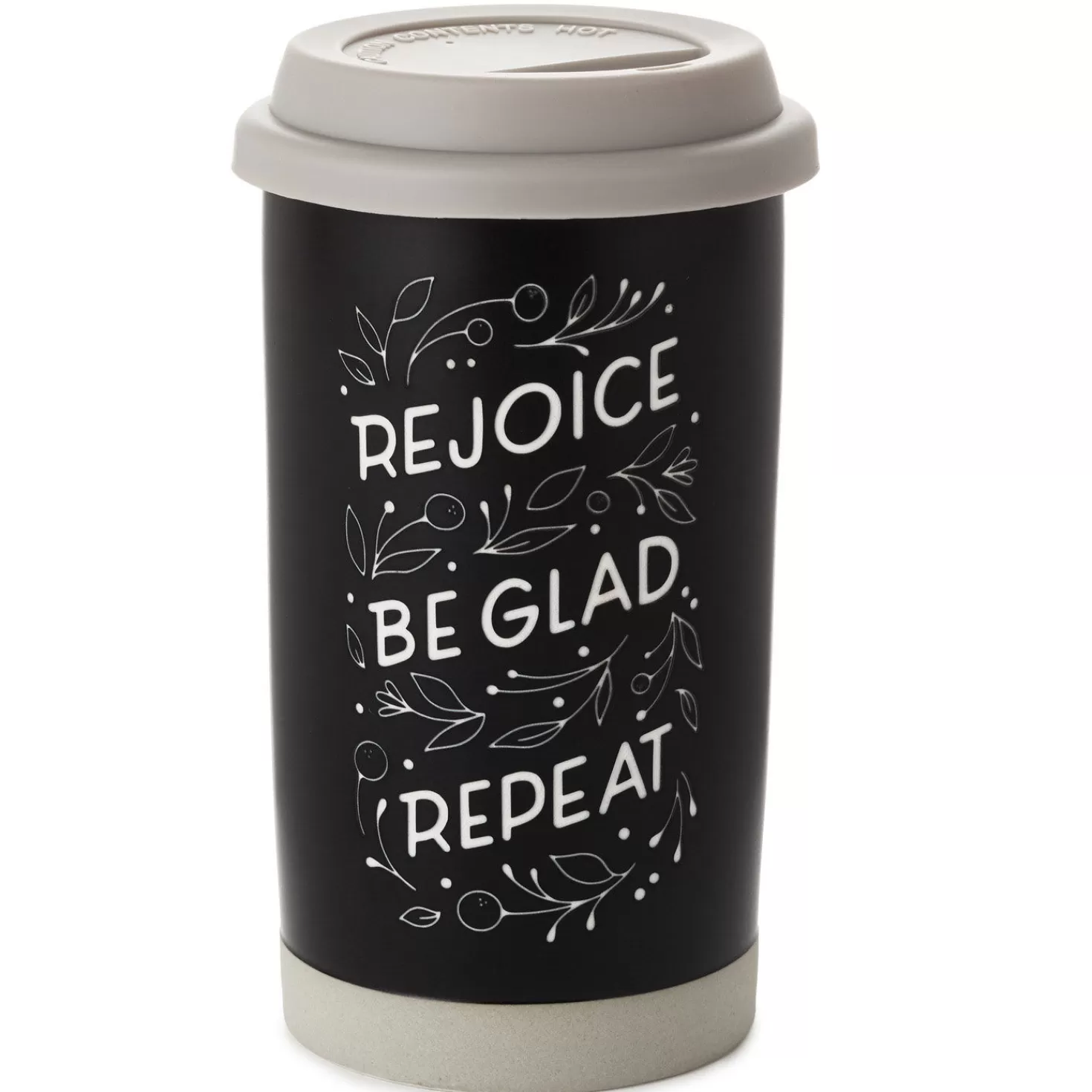 Hot Rejoice Repeat Ceramic Travel Mug, 12 Oz. Encouragement