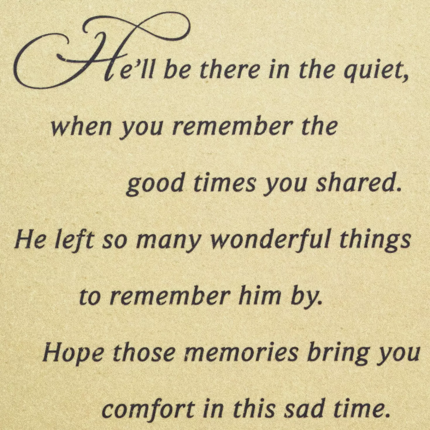 New Remembering Him Gilded Leaves Sympathy Card Sympathy