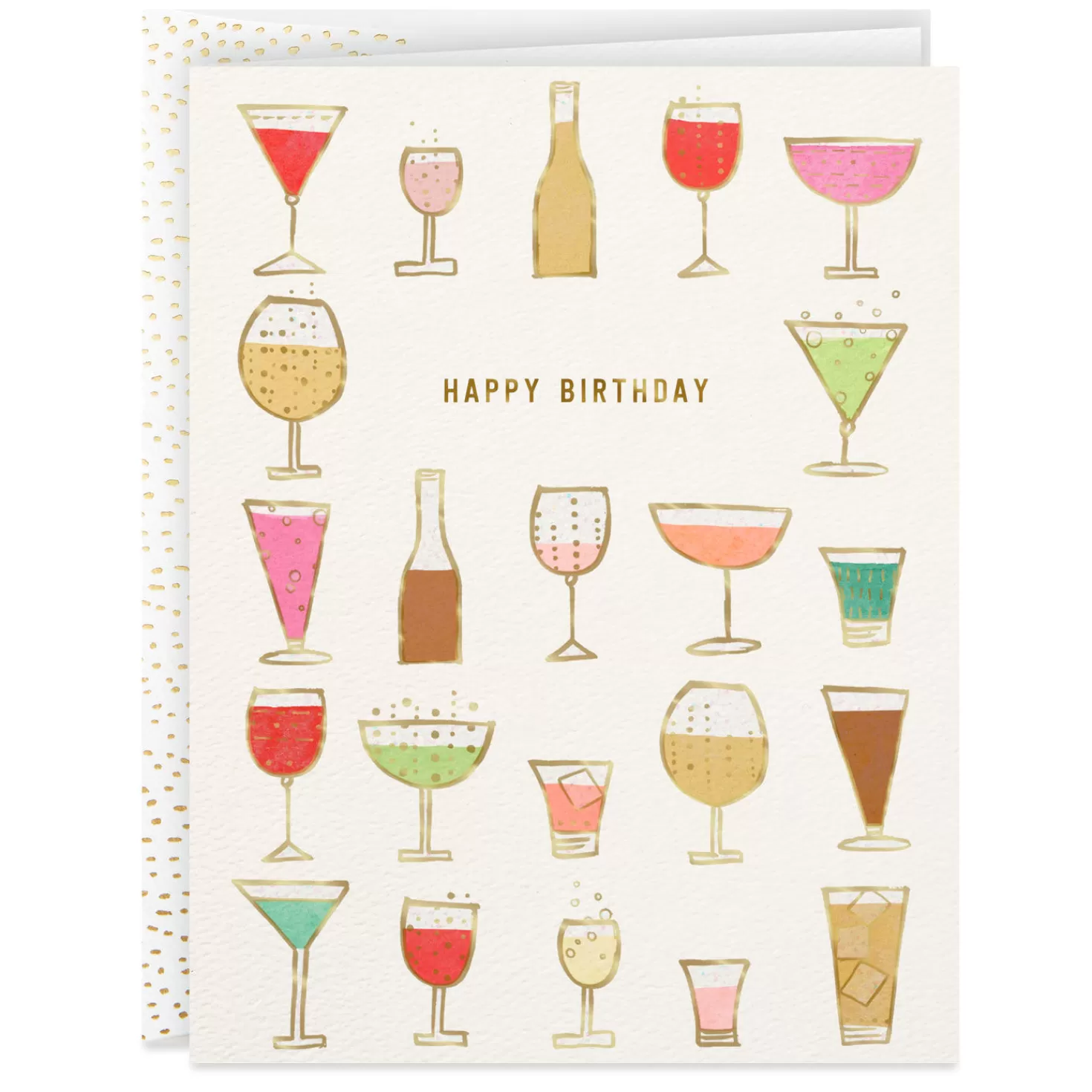 Birthday>Hallmark Rows Of Cocktails And Drinks Happy Birthday Card