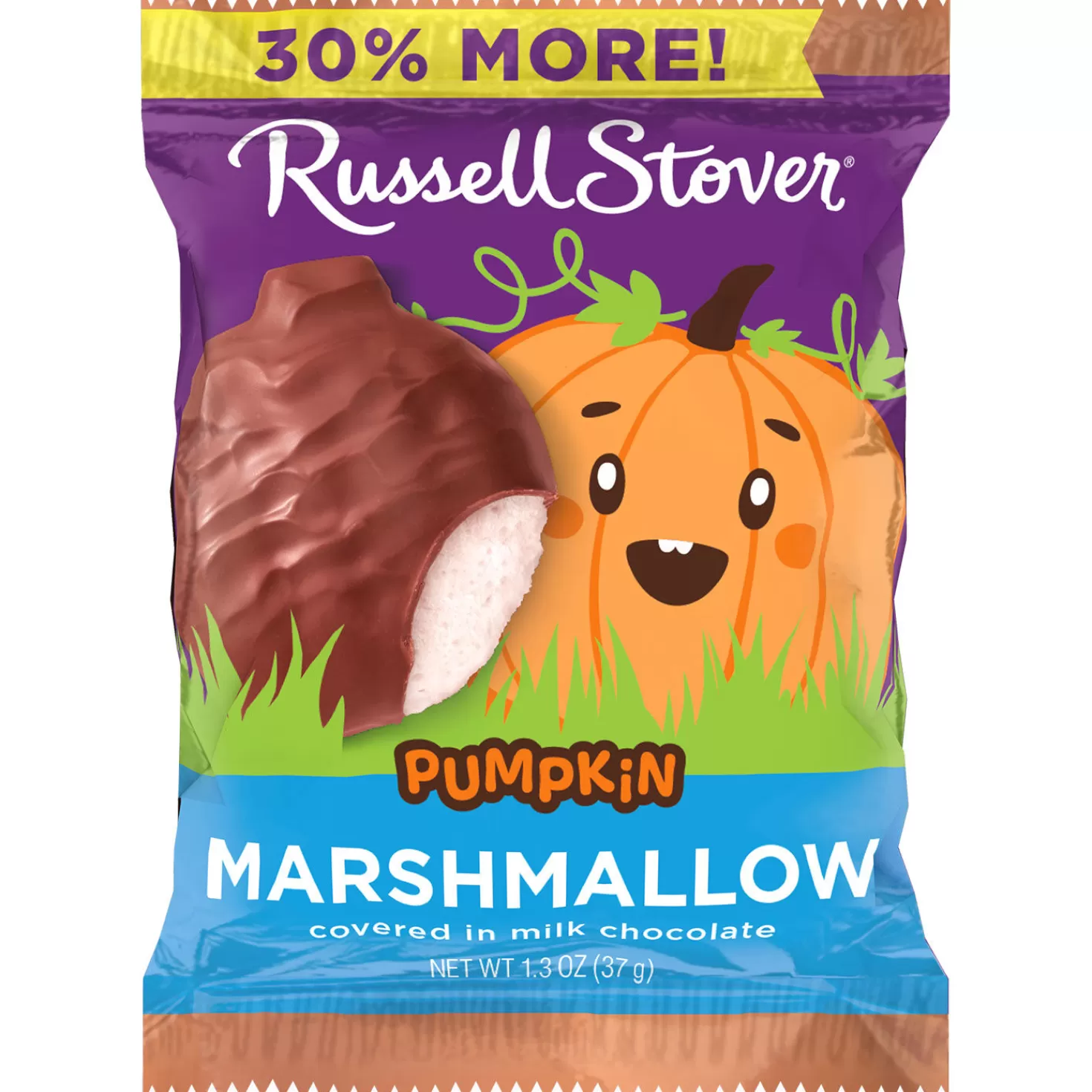 Halloween (10/31)>Hallmark Russell Stover Milk Chocolate Marshmallow Pumpkin, 1.3 Oz.