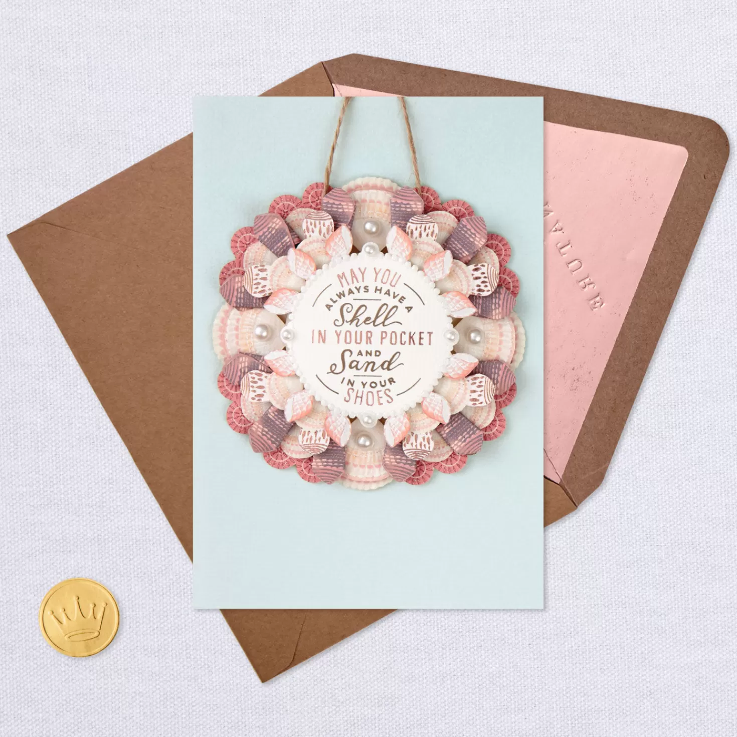 Birthday>Hallmark Seashells And Sand Birthday Card With Decoration