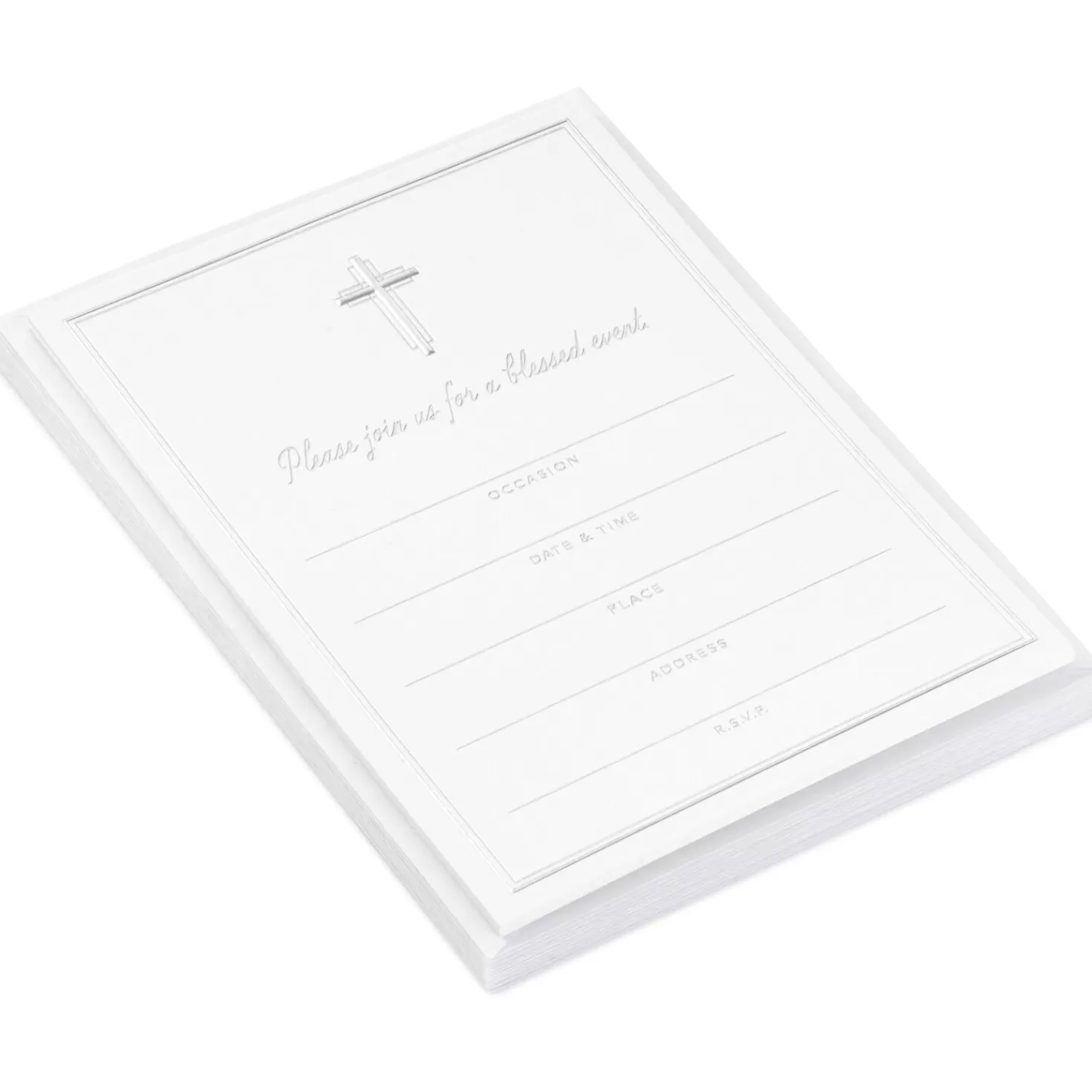 Hot Silver Cross Blessed Event Invitations, Pack Of 10 First Communion